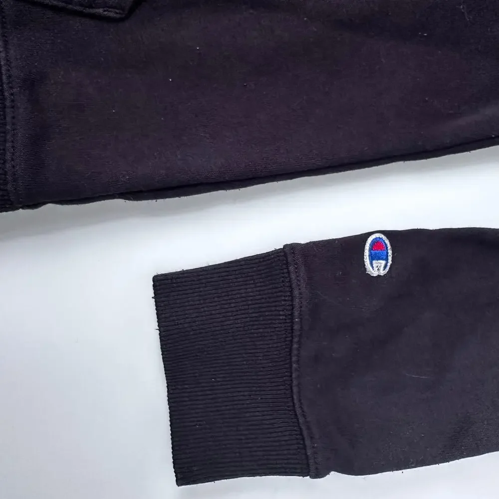 Champion Black Hoodie Pink Logo - Size Large